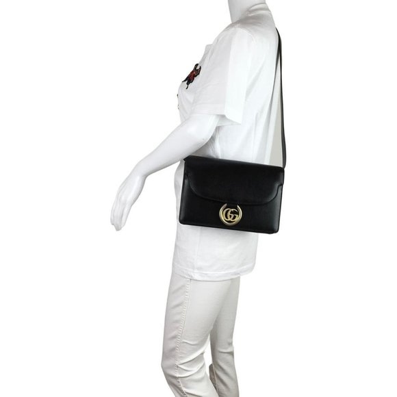 Gucci Women's GG Interlocking Flap Crossbody Bag Black DM1 - Picture 10 of 16